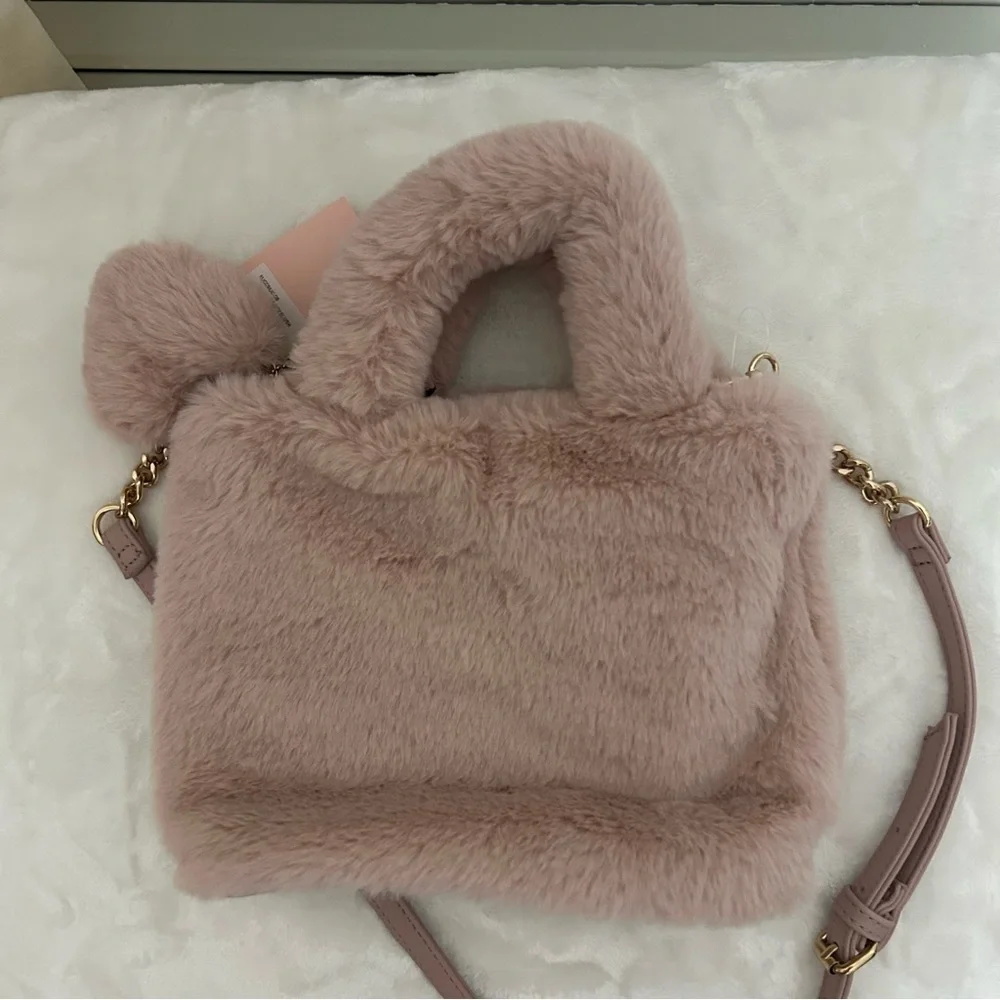 NWT Juicy Couture Faux Fur Mini Tote Bag - Dusty Rose Pink